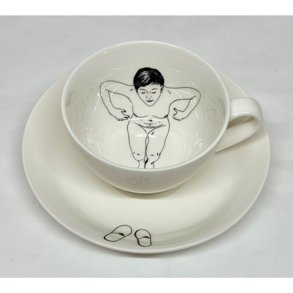 Pols Potten Undressed Skinny Dip Tea Cup Set Nude Bathing Beauty Woman B